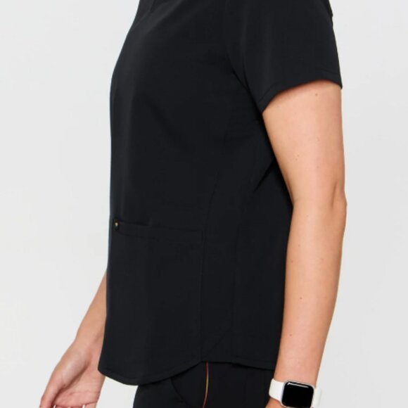 NEW Fabletics Method 2-pocket scrub top RARE Black reflective Rainbow XS - Picture 5 of 8